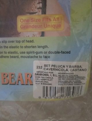 DISFRAZ  PELUCA+ BARBA CAVERNÍCOLA HOMBRE.NUEVA
