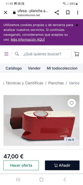 PLANCHA DE VIAJE ANTIGUA