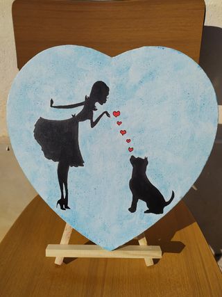Quadro Cuore Donna e Cane mujer perro cuadro