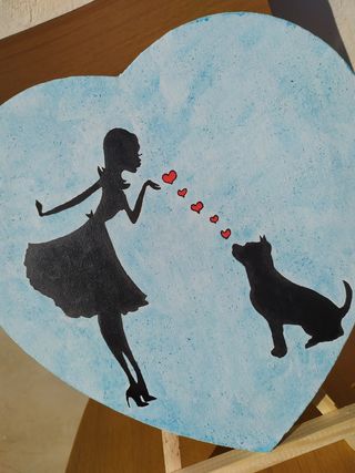 Quadro Cuore Donna e Cane mujer perro cuadro