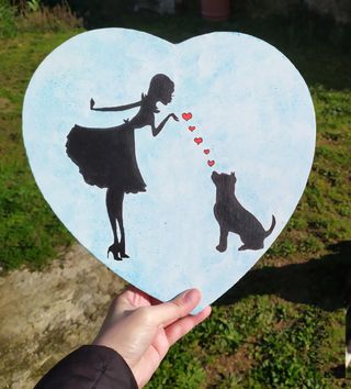 Quadro Cuore Donna e Cane mujer perro cuadro