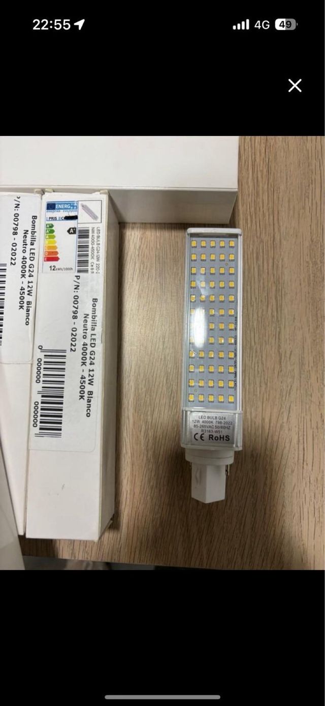 Pack 10 bombillas led G24 12W  4000K-4500K.