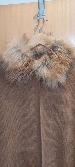 Cardigan de malha com gola de pêlo camel