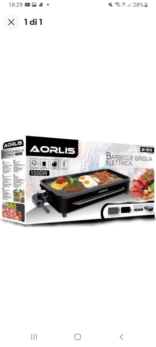 Barbecue Elettrico Griglia 1500w