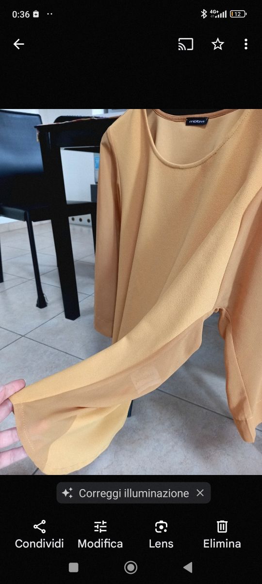 Blusa senape con trasparenze