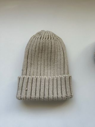 Bufanda braga y gorro beige, niño/a