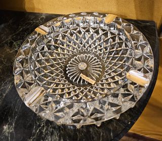 Cenicero cristal y plata