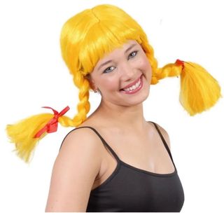 DISFRAZ PELUCA AMARILLA PIPI CALZASLARGAS.NUEVA