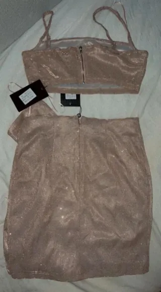 Bello y precioso conjunto Rosa palo brillante