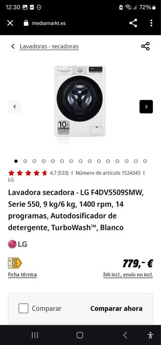 Lavadora secadora LG