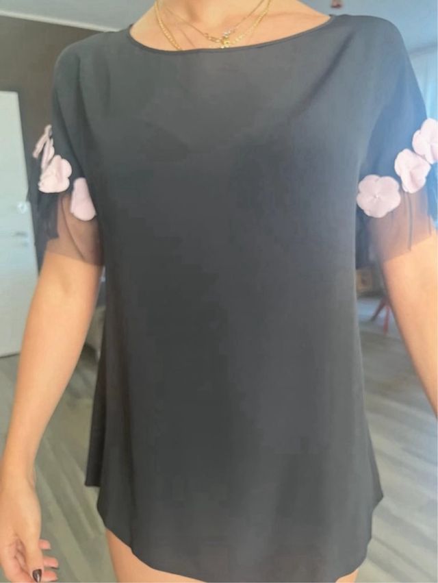 Blusa nera con rose rosa, Penny Black taglia 42