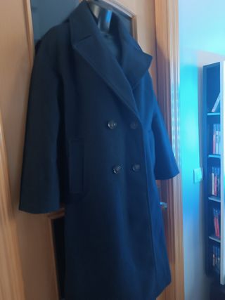 Abrigo lana azul marino corte recto Lefties S