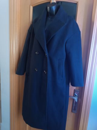 Abrigo lana azul marino corte recto Lefties S