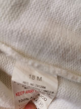 Jersey niña blanco y rosa. Talla 18 meses.