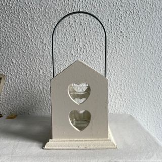 portavelas farol madera blanca corazon