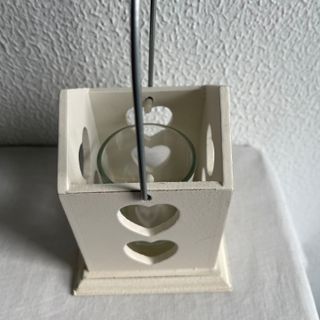 portavelas farol madera blanca corazon