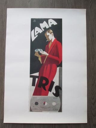 Poster pubblicitario LAMA TRIS, periodo anni 70