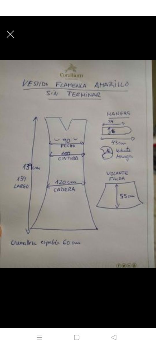 Traje de flamenca sin terminar