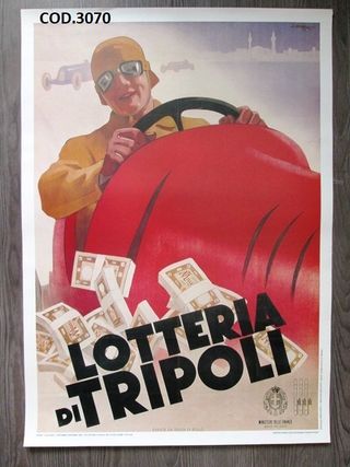 Poster pubblicitario lotteria di Tripoli anni '70