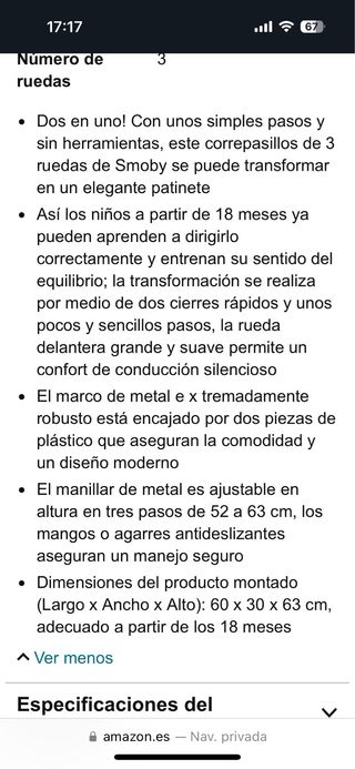 patinete smoby 2 en 1