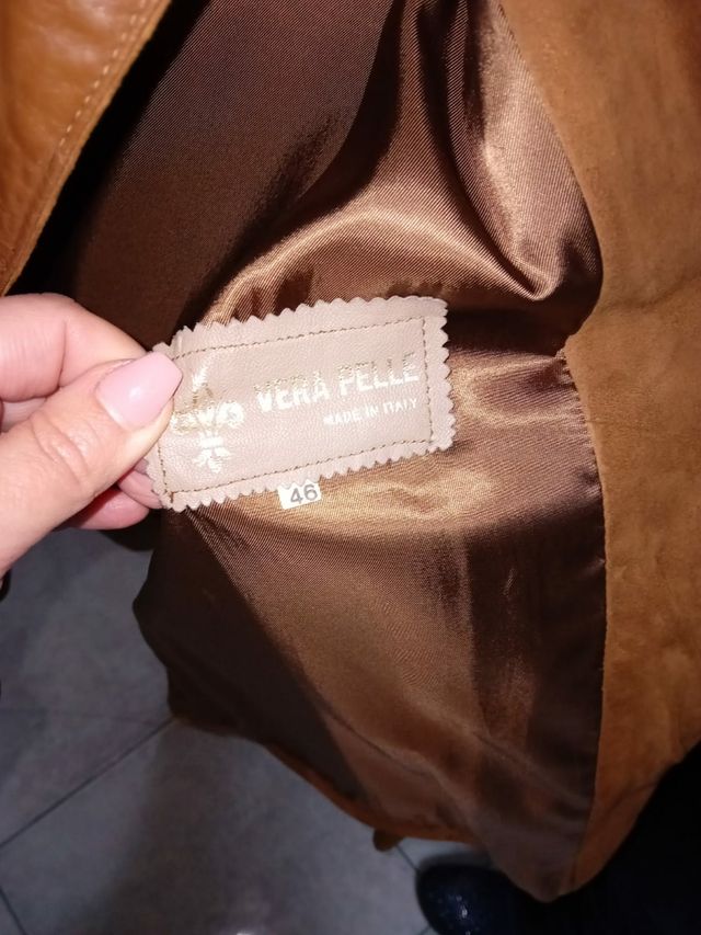 Giacca vintage primaverile in pelle taglia 46