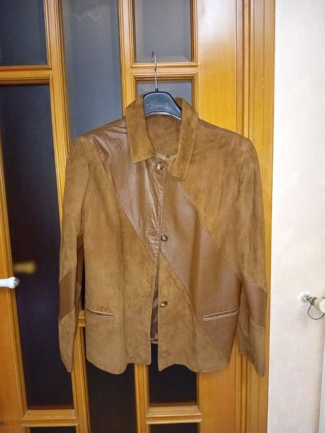 Giacca vintage primaverile in pelle taglia 46