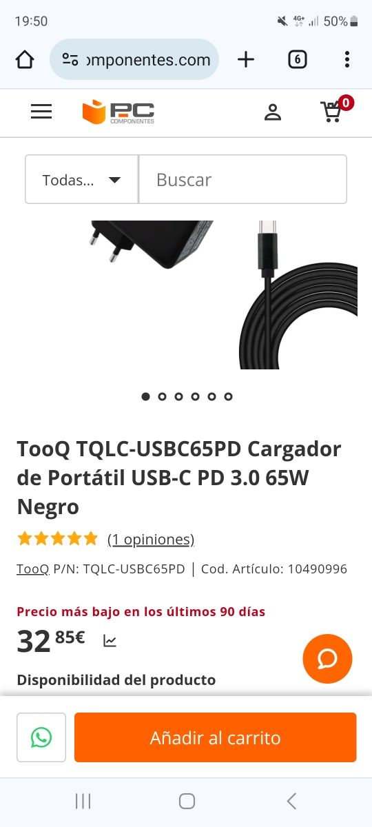 Cargador portátil USBC65PD NUEVO