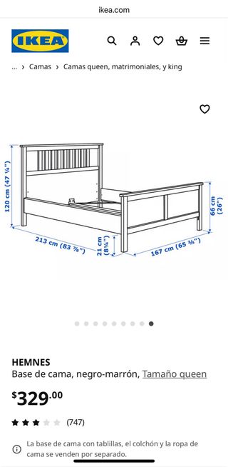 Cama doble negra & somier x 2