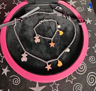 JUEGO DE COLLAR Y PULSERA TOUS, PLATA DE LEY 