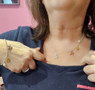 JUEGO DE COLLAR Y PULSERA TOUS, PLATA DE LEY 