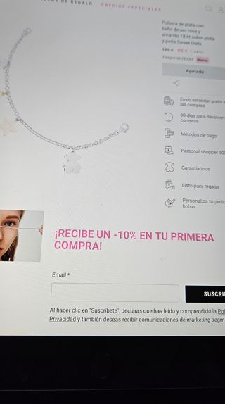 JUEGO DE COLLAR Y PULSERA TOUS, PLATA DE LEY 