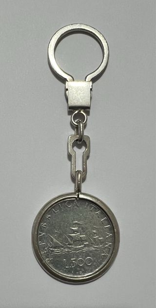Portachiavi d’argento con 500 lire in argento