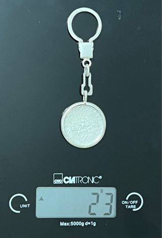 Portachiavi d’argento con 500 lire in argento