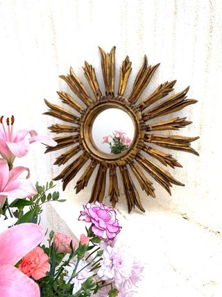 ANTIGUO ESPEJO SOL MADERA