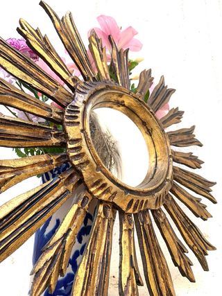 ANTIGUO ESPEJO SOL MADERA