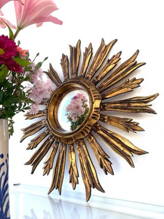 ANTIGUO ESPEJO SOL MADERA