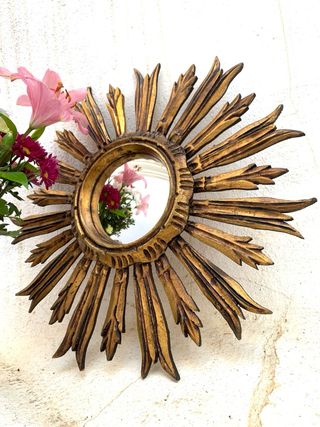 ANTIGUO ESPEJO SOL MADERA