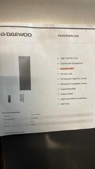 frigorifico nevera combi Daewoo inox