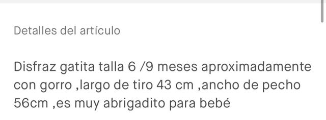 disfraz Gatita pata bebe