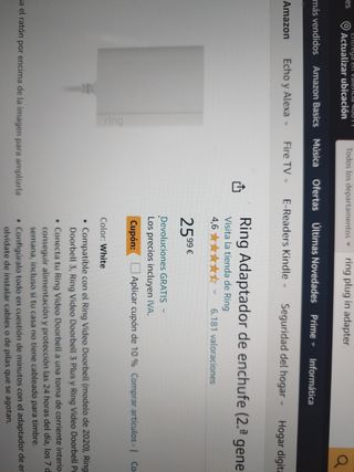 Ring plug in adapter para doorbell wired