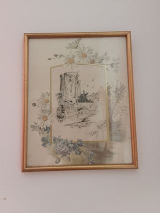 Precioso Cuadro a lápiz antiguo.