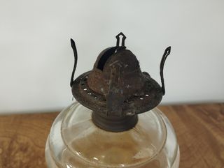 Antiguo Quinqué de Aceite-Queroseno de Cristal