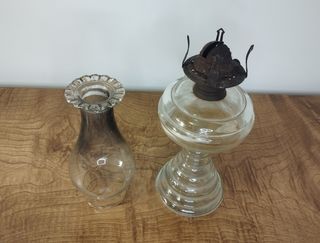 Antiguo Quinqué de Aceite-Queroseno de Cristal