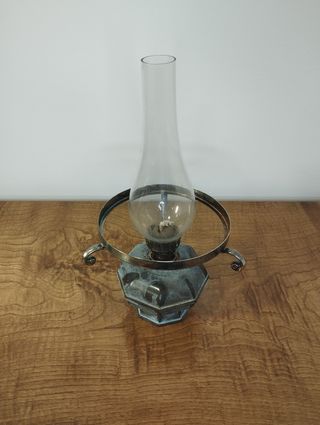 Antiguo Quinqué de Aceite-Queroseno de Bronce