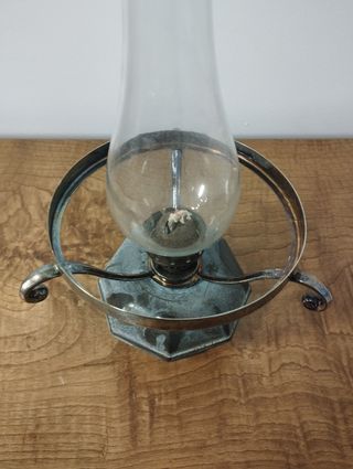 Antiguo Quinqué de Aceite-Queroseno de Bronce