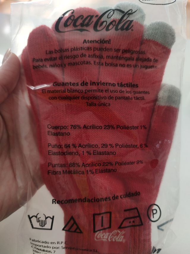 2 pares Guantes cocacola táctiles