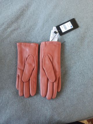 Guantes de piel marron cortefiel