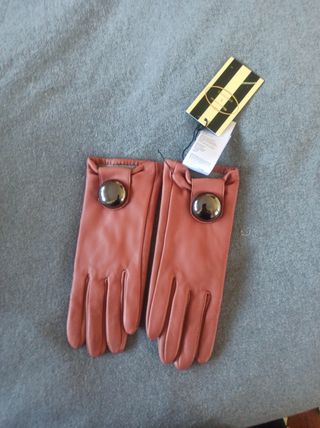 Guantes de piel marron cortefiel