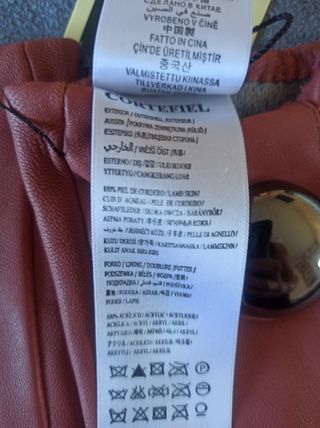 Guantes de piel marron cortefiel