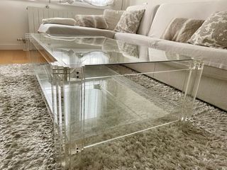Mesa centro salon, acrilico metacrilato y cristal